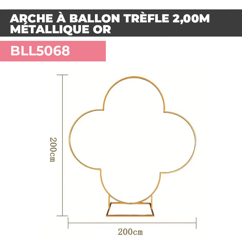 BL68 Arche à Ballon Trèfle 2,00m - Métallique Or